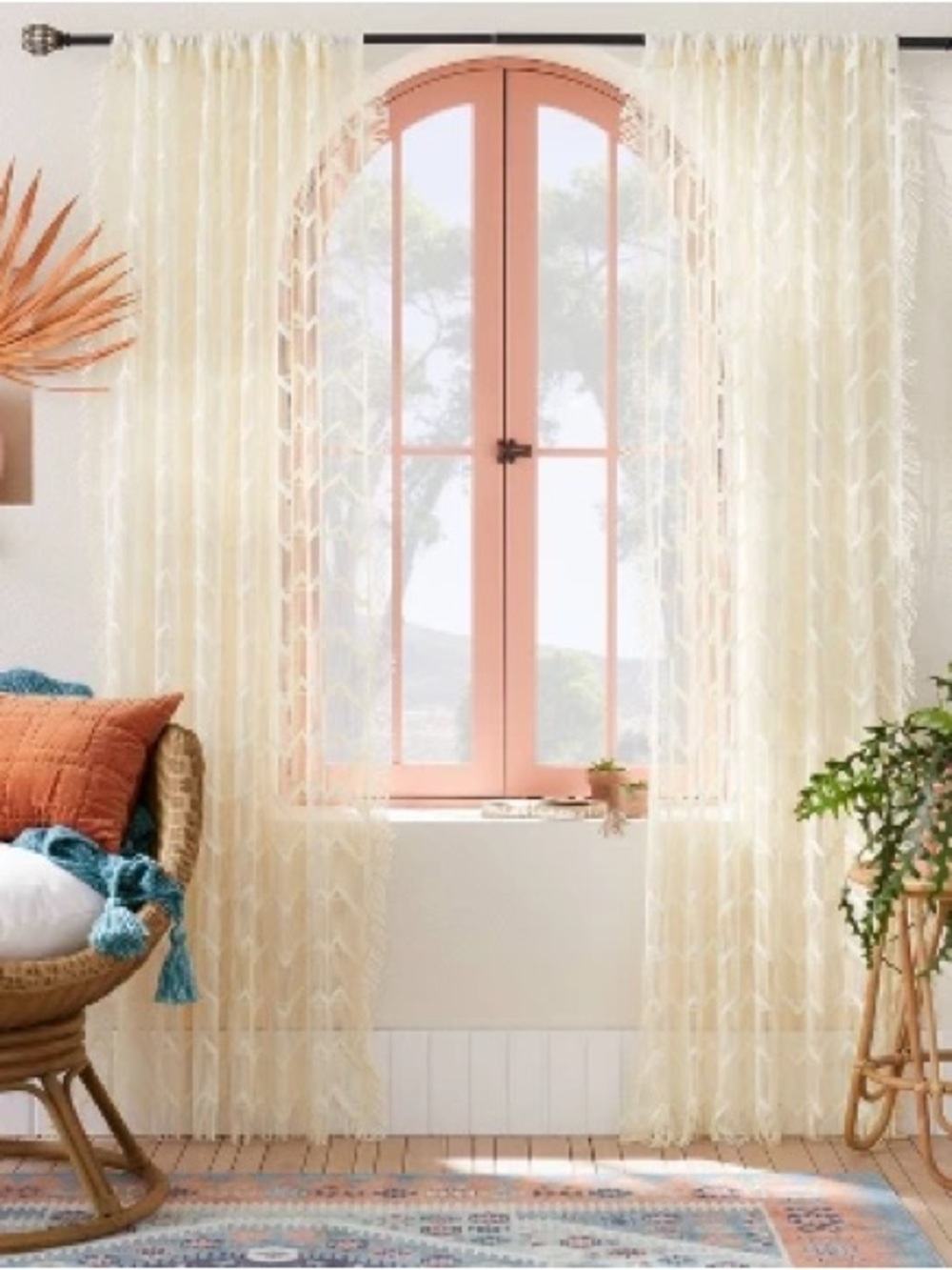 Opalhouse x Jungalow All Over Zig Zag Macrame Sheer Curtain Panels •Set of 2•